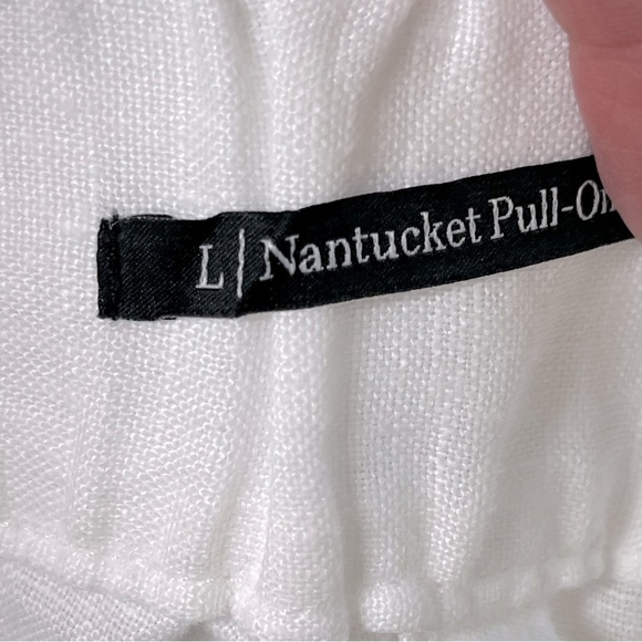 TALBOTS NANTUCKET WASHED LINEN WIDE LEG PANTS IN WHITE pockets summer vacation - Picture 8 of 9